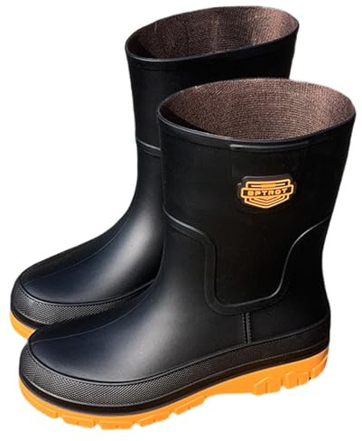 Bottes de pluie en caoutchouc pour homme - Demi-hautes - Imperméables - Antidérapantes - Couleur unie - Semelle épaisse - Confortables - Bottines de pluie tendance - Chaussures de jardin - 39-45