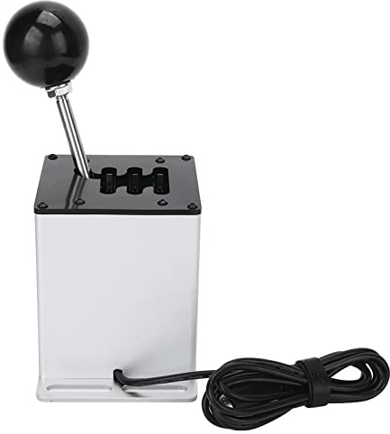 CHICIRIS USB Gear Shifter Exakt Simulering H Gear Shifter för för WRC ETS ATS Racing Games, Aluminiumlegering 6+R för PC USB, Vit 55,1 Kabellängd