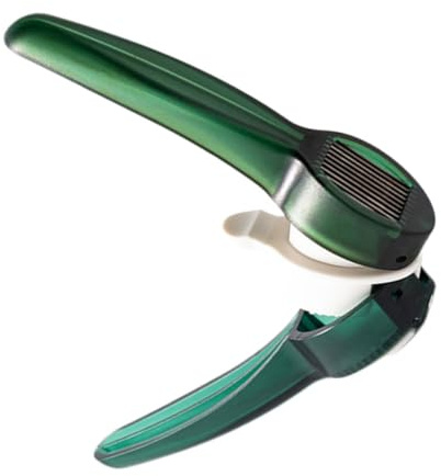 FONDOTIN Prensa de Ajo Manual de Acero Inoxidable Doble Uso Picadora y Rebanadora de Ajo y Jengibre Transparente Verde para Cocina Doméstica y Profesional Herramienta Práctica para