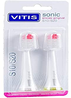 Vitis, Replacement Electric Brush Sonic S10/S20 Gingival Vitis, Standard, Black, 2 Unit, 1