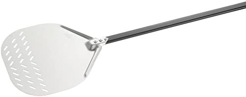 AF32RF Pelle à pizza en aluminium anodisé arrondie perforée 32 cm Manche 150 cm