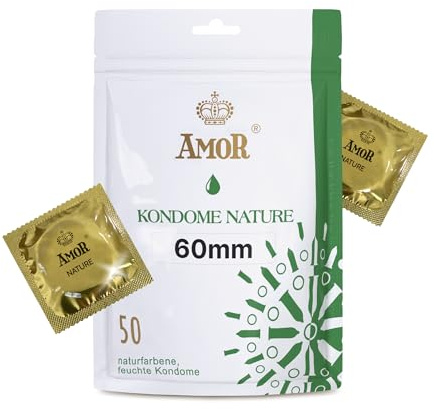 AMOR NATURE Preservativo Premium posizionamento perfetto e misure adatte a tutti - Ø 60 mm Trasparente confezione da 50