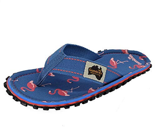 Gumbies Originals Bleu - Tongs en matériaux recyclés - semelle robuste en pneus de voiture recyclés, semelle intérieure douce en toile de coton, pont de coton confortable, rose, 38 EU