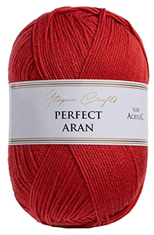 Utopia Crafts Aran Fil à tricoter et à crochet, 400 g (rouge orange)