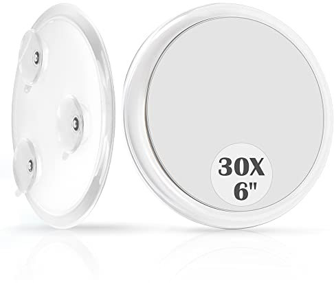 MIYADIVA Vergrößerungsspiegel mit Saugnäpfen, 30-facher Vergrößerungsspiegel, Make-up-Spiegel mit 30 Stück, geeignet für Schlafzimmer, Duschspiegel, 15,2 cm