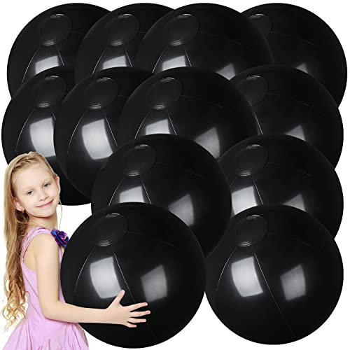 Raiten 12 Pcs Beach Ball Inflatable Beach Balls Large Inflatable Ball Floating Ball for Swimming Pool Party Favors Outdoor Activities Summer Birthday Party Supplies (Black,20 Inch)