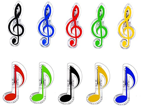 Taicols Lot de 10 clips de page pour livre et notes de musique, 5 couleurs pour pupitre, pince à partition, pince à musique, clé violon, support de partitions décoratif, pour pages de livres