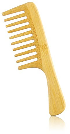 EQLEF Holzkamm Grob Locken, Bamboo Comb Lockenkamm Holz Grober Kamm für Locken, Frauen Lockiges Gewelltes Dickes Haar (5mm Zahnbreite)