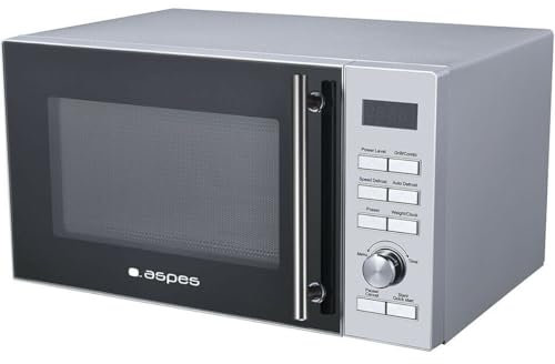 Aspes Microondas 25 Litros Cerámico Inox AMWC25900DGN. 900W, 9 Programas, Modo Descongelación, Revestimiento Interior, Fácil Limpieza, Temporizador 95min.