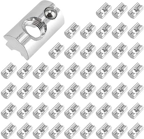 ZEONHEI 50 Stück Nutensteine M8 Alu Solar Nutenstein Gleitmutter Gewinde Nut Nutenstein Kugel M8 für Solar PV Modulklemme zur Modul Montage Solarmodul Halterung von 40x40 Aluminiumprofile