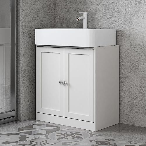 URBNLIVING Meuble de salle de bain moderne sous évier avec étagère (blanc)