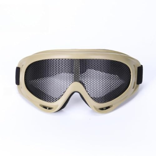 Wokyo Airsoft Mesh Goggles Tactical Safety Goggles Glasses Foldable Half Face Airsoft Mesh Mask with Ear Protection for Hunting Cycling Cosplay CS Game (Khaki)