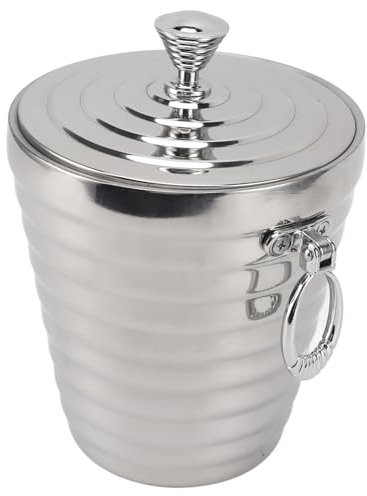 Secchiello per il Ghiaccio A Doppia Parete in Acciaio Inox con Coperchio Secchiello per il Ghiaccio Secchiello per Vino Pinze e Filtro Secchiello per il Ghiaccio A Doppia Parete