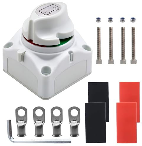 Greluma 1PC Interruttore staccabatteria impermeabile 12-48V (On/Off),isolatore batteria 275A Interruttore generale di interruzione alimentazione per marina,barca,camper,camper,camion,veicoli-Bianco