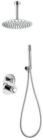 MICE GTV038 Ensemble de douche de plafond au design moderne - Douches encastrées - Mitigeur encastré de salle de bain avec pommeau de douche, pommeau de douche - Série Olympe chrome