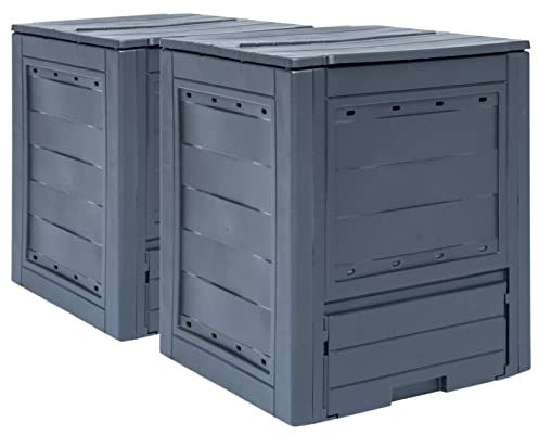 ARKEM Compostiera Domestica, Compostiera da Giardino e da Balcone, Bidone per Compost Girevole,Compostiere per Giardino 2 pz Grigio 60x60x73 cm 520 L
