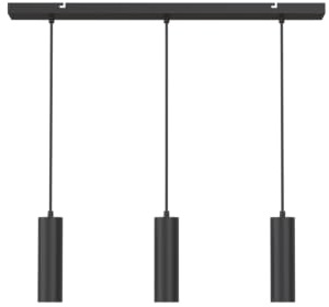 CALEX Lampada a sospensione GU10, 3 luci, cilindro in alluminio, regolabile in altezza, nero opaco