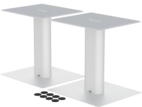 suptek Soporte de Escritorio para Altavoces (Pack de 2): Estantes de Mesa Universales para Altavoces de Estantería (Blanco, SDM003LW)