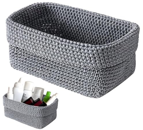 Small Storage Basket, Cotton Rope Storage Baskets, Cotton Rope Basket for Shelves, Small Storage Box Baskets for Gifts Empty, Organizer for Toy, Dog Toy, 21 x 13x 15cm