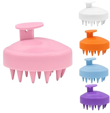 Silicone Hair Scalp Massager, Shampoo Brush with Soft Bristles, Head Care Tool for Wet and Dry Hair (Pink)