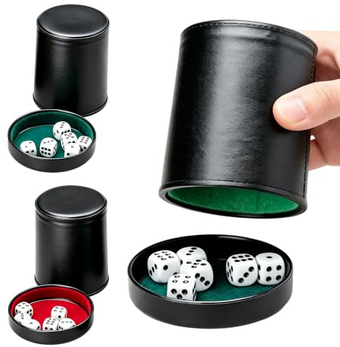 Foreverup 6 delar uppsättning tärningskoppar med 36 tärningar (16 mm) för spel, Dice Cup med lock, tysta, ljudisolerade och bärbara glas, perfekt för brädspel, fester, barer och spel, resor