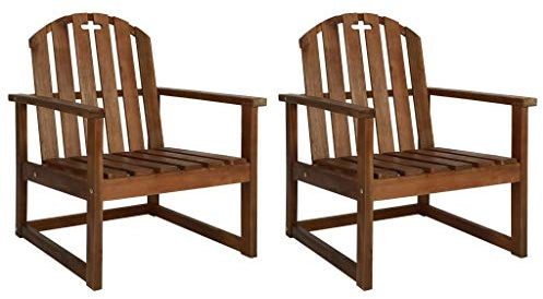 vidaXL 2X Chaise de Jardin Accoudoirs Bois d'Acacia Massif Fauteuil de Balcon
