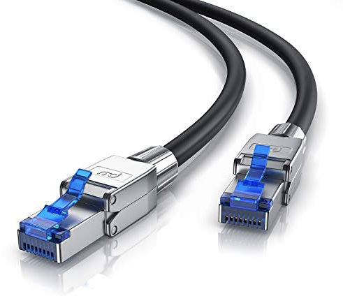 CSL - 3m Cat 8 LAN Kabel Netzwerkkabel - Glasfaser Hochgeschwindigkeit 40 Gbit/s 2000 MHz Ethernet Patch Kabel - 8.1 Feldkonfektionierbare RJ45 Stecker - 3 Meter Schwarz