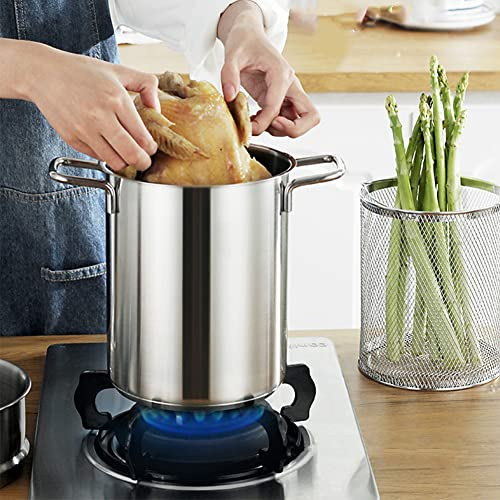 MNSSRN Stainless Steel Asparagus Pot, High Soup Pot, Deep Fryer, Pasta Corn Pot, Stove with Removable Basket Lid 3.5L/4L,A,4L