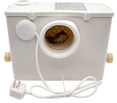LeTkingok 220V Elevador de Agua del Inodoro Bomba de Elevación del Sótano, Sistema de Inodoro de Aguas Residuales con Dos Orificio de Aguas Residuales (Uso del agua del inodoro)