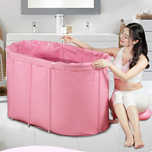 KLZUOPT Tragbare Badewanne für Erwachsene, Faltbare Badewanne, 100 cm, Rosa, Freistehend, Modern, Texturiert