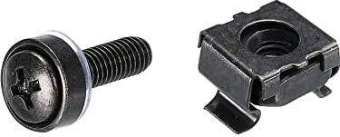 PATIKIL Rack Mount Cage Nuts M5x15mm Mounting Screws Iron Zinc Plated for Server Rack Cabinets with Washers, Black 20 Sets