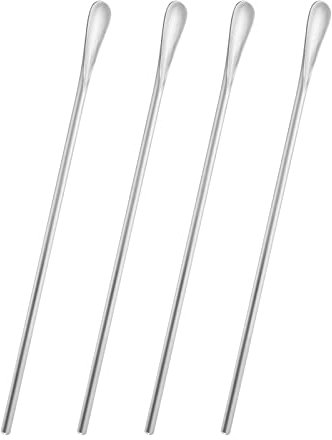 luvtree Cuillères à mélanger en acier inoxydable 304 à long manche - Réutilisables, idéales pour café, cocktails, thé glacé - Lot de 4, longueur 21,8 cm, argent, passe au lave-vaisselle