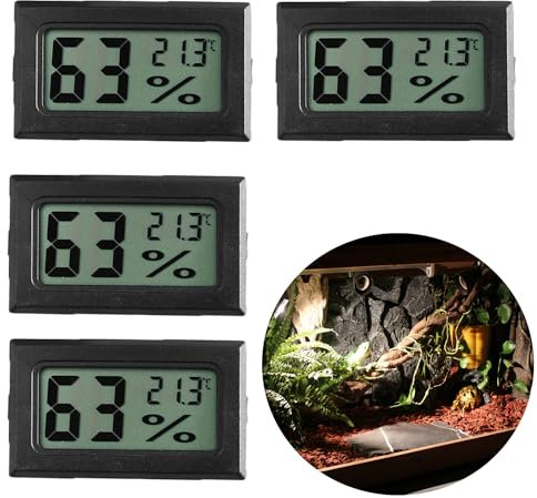 4pcs Mini Digital Indoor Hygrometer Thermometers, Humidity Meters Gauge Mini Digital Thermometer Hygrometer with ℃ Display for Humidors, Refrigerator, Greenhouse, Garden, Cellar, Closet.