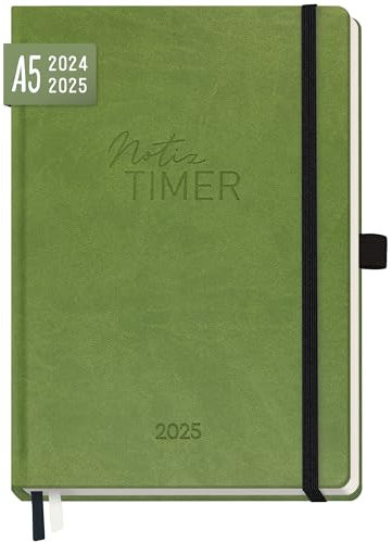 Häfft® Wochen-Notiz-Kalender 2024/2025 A5 Grün Buchkalender, Terminplaner 18 Monate: Jul 24 - Dez 25 - Wochenplaner, Terminkalender, Wochenkalender - nachhaltig & klimafreundlich