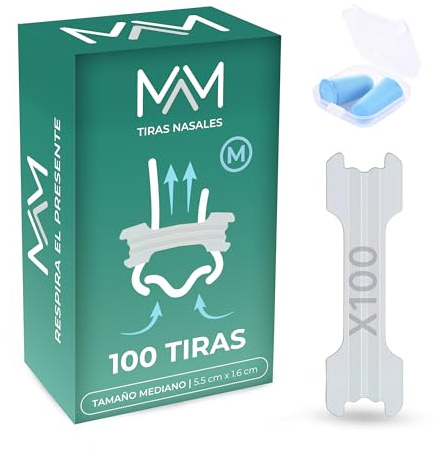 Tiras Nasales Transparentes para Respirar Mejor por La Nariz Talla M - 100 Unidades Tiras Nasales Antironquidos - Nasal Strips Anti Ronquidos para Dormir - Tiras Nasales Deportivas Transpirables