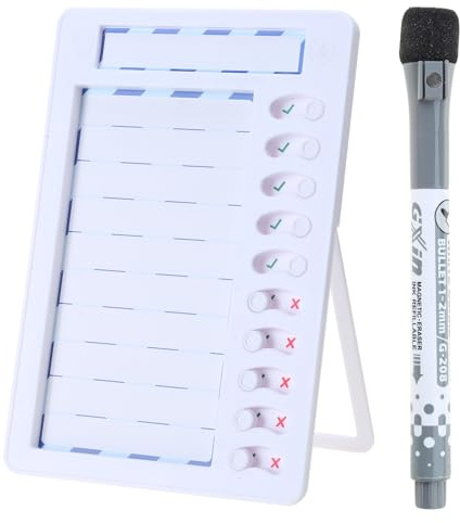 Tableau de liste de tâches pratique pour les enfants avec mémo réutilisable et 4 feuilles vierges remplaçables, tableau de routine quotidienne