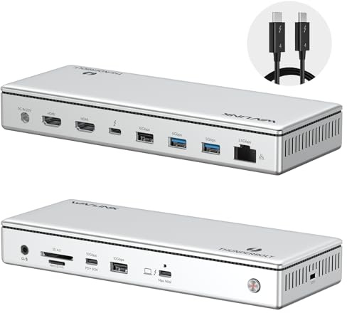 Thunderbolt 4 Docking Station, WAVLINK 8K Single / 4K Triple Display Laptop Dock for Mac/Windows, 40 Gbps, 96W PD, 2.5G RJ45, 2 Thunderbolt 4-Ports, 2 HDMI, 4 USB-A, USB-C, Audio/Mic, SD/MicroSD
