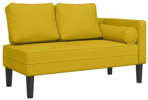 vidaXL Chaise Longue con Cuscini Giallo in Velluto, divano letto, divano imbottito, seduta da soggiorno, dormeuse, seduta da salotto, divano 2 posti