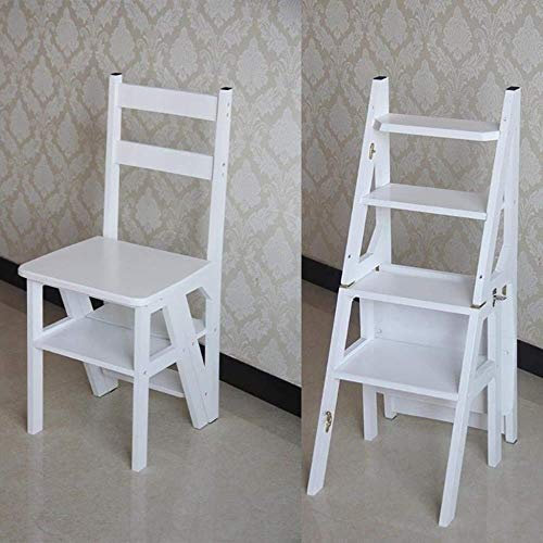 Tabouret d'échelle Domestique à 4 Couches, escabeau Pliant, Tabouret en Bambou, Chaise d'échelle multifonctionnelle, escabeau de Cuisine/Blanc