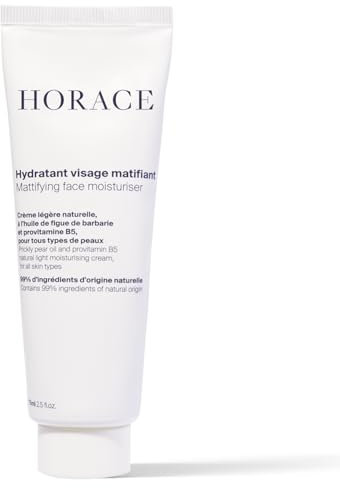 HORACE Mattifying Face Moisturizer for Men – 96.6% Organic & Natural Ingredients – No Silicones or Mineral Oils – Moisturising Cream for All Skin Types – Unscented, 75 ml
