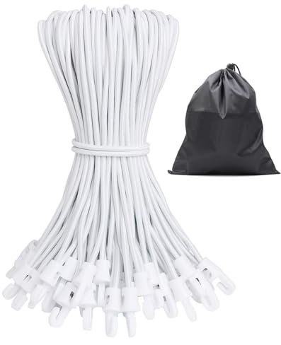 JunGG Elastici con gancio, 25 pezzi, Espansore con gancio, 25 cm, tenditore per teloni in gomma con gancio per fissaggio tenda campeggio