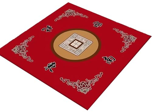 Liummrcy Mahjong Mat 32x32'' Anti Slip Mahjong Table Mat Noise Reduction Mahjong Mat for Table Soft ＆ Wear-Resistant Mahjong Game Mat for Poker, Card, Board & Tile Games Red, Toys.