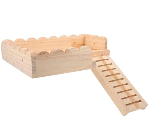 HOMSFOU Piattaforma in Legno per Criceti e Roditori Base Solida Color Cachi, Giocattolo Funzionale e Facile da Installare per Habitat di Piccoli Animali