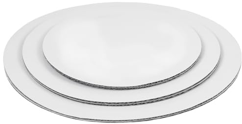 oruola 6 piatti rotondi per torte, 15/20/25 cm, in cartone, 3 mm di spessore, facili da trasportare e decorare, colore bianco
