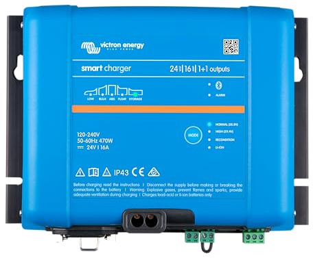 Victron Energy Smart IP43 24-Volt 16 amp 230V (1+1) Output Battery Charger, Bluetooth