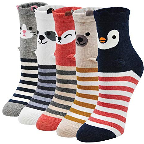 PUTUO Chaussettes Fantaisie Animaux Femme: Chaussettes Mignonnes en Coton Socquettes Doux pour Femme 37-43