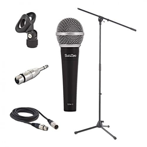 SUBZERO Dynamic Vocal Microphone with Stand and XLR Cable