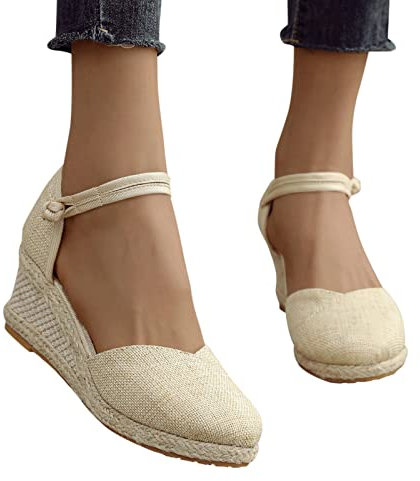 Keilsandalen Damen Keilabsatz Espadrille Wedges Frauen Damenschuhe Keilabsatz Sommer Sommerschuhe Elegant Weite H Absatz Peeptoes Sandaletten Sandale Strandsandalen Abendschuhe