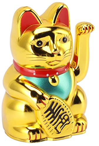 4 Inch Arm Waving Fortune Cat Battery Powered, Hand Waving Welcoming Cat Decor for Home Desk Ornament Gift Giving