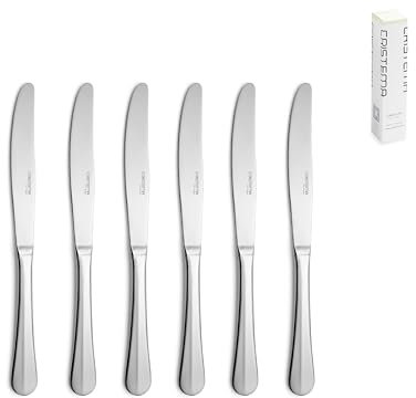 Juego de Cubiertos Alto Brillo - 6 Cuchillos de Postre - Collección Baguete - Fabricado con acero inixidable 18/10, apto para lavavajillas. Fabricación Propria - Portugal, Europa.